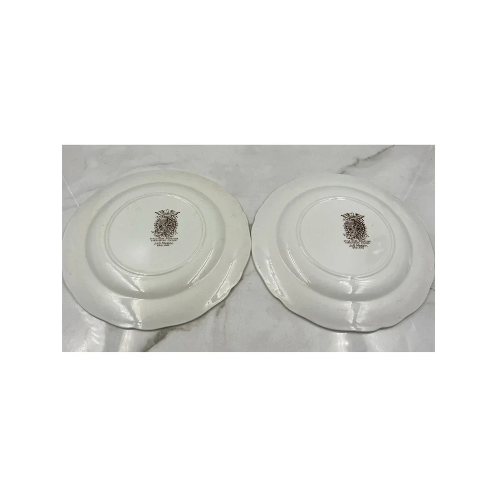 J&G Meakin Americana Style House Ironstone Brown Transferware Dinner Plates 2